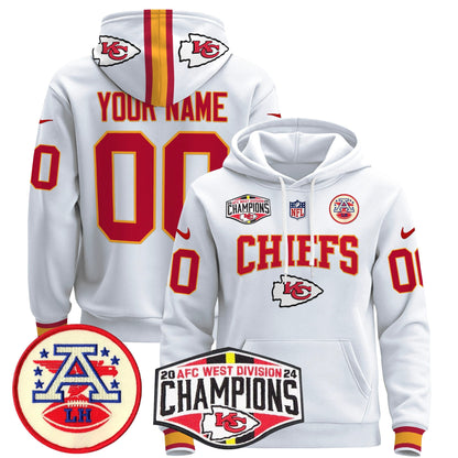 KC 2024 AFC West Division Champions Custom Pullover Hoodie - All Stitched