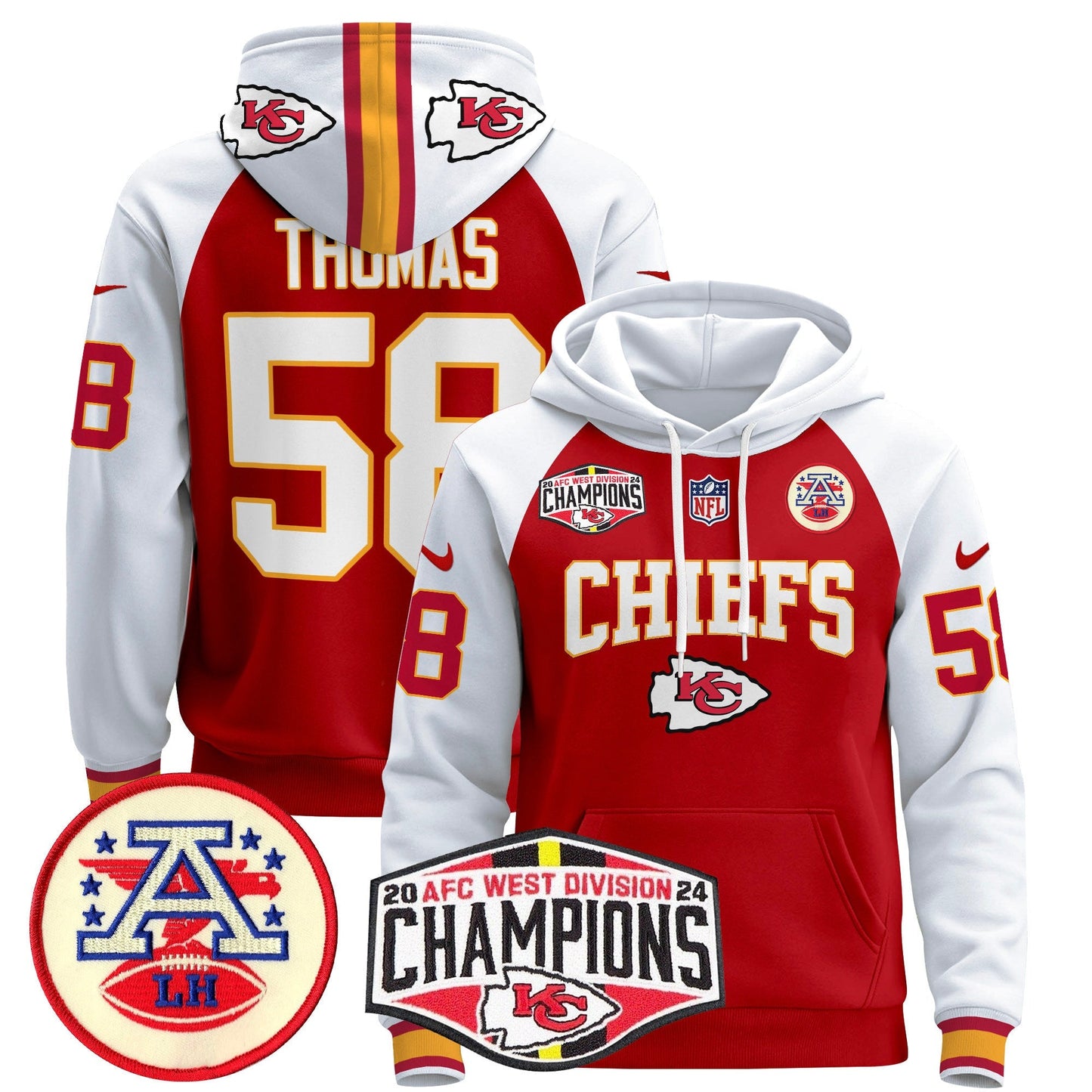 KC 2024 AFC West Division Champions Pullover Hoodie - All Stitched