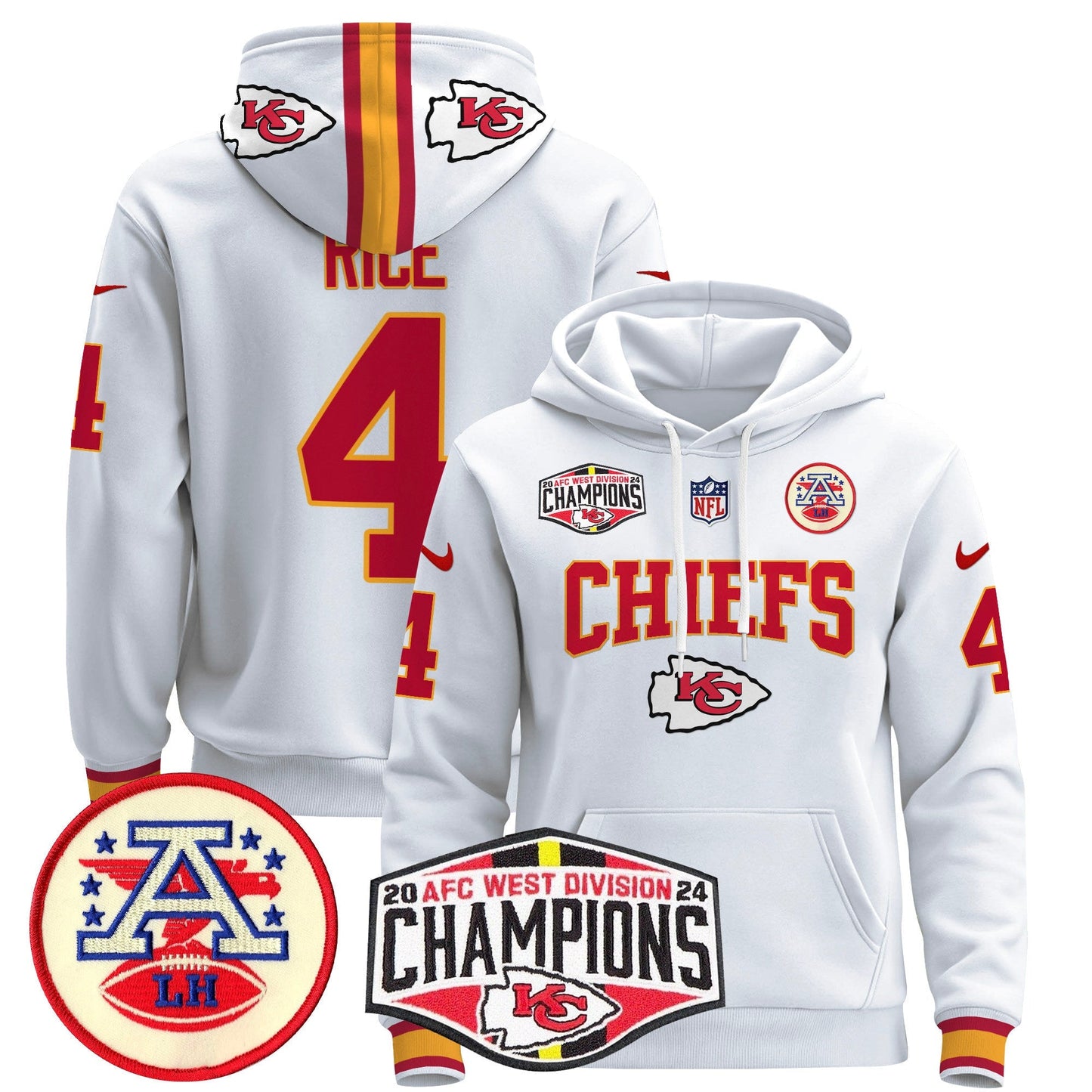 KC 2024 AFC West Division Champions Pullover Hoodie - All Stitched