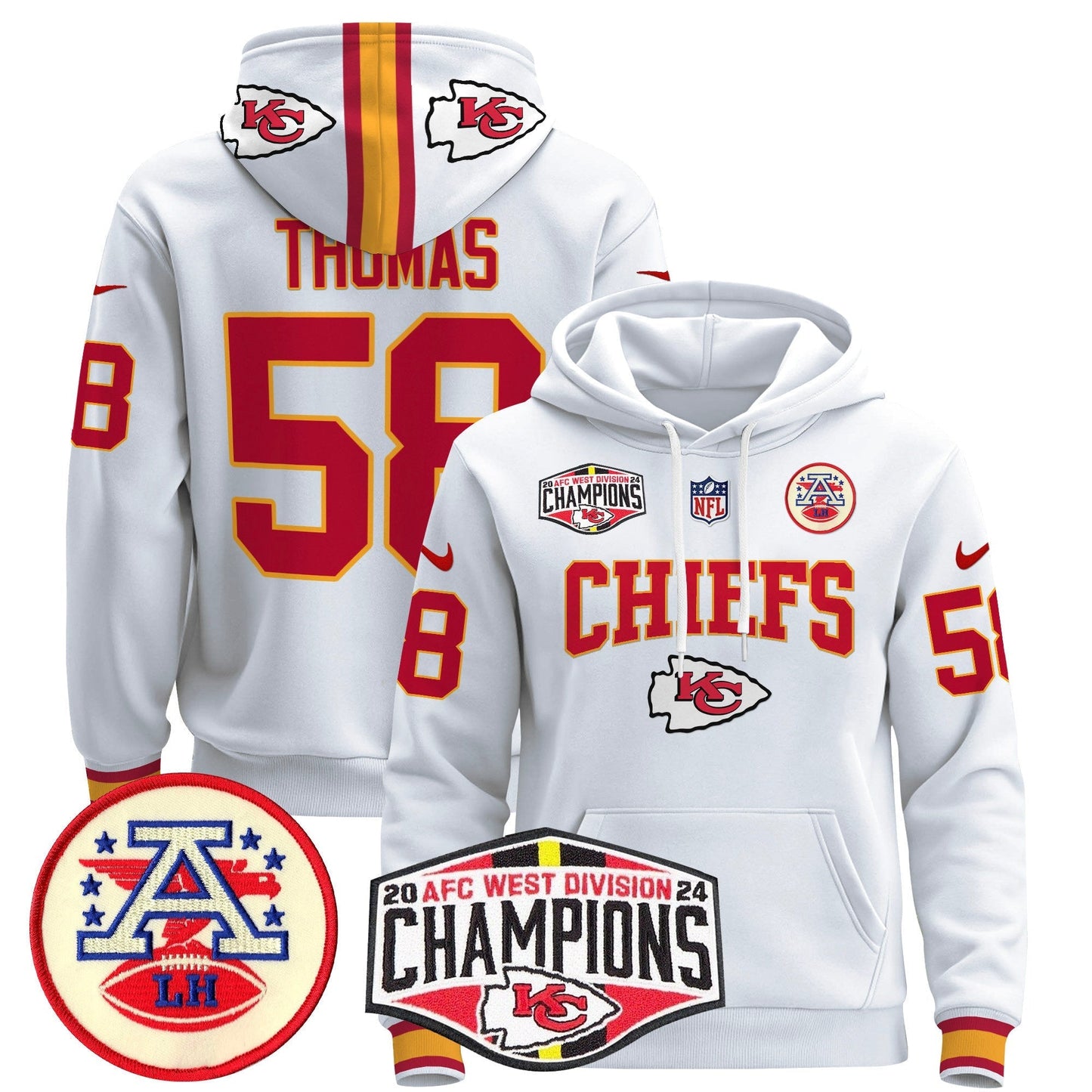 KC 2024 AFC West Division Champions Pullover Hoodie - All Stitched