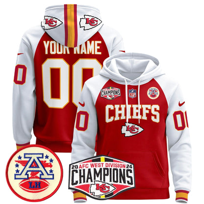 KC 2024 AFC West Division Champions Custom Pullover Hoodie - All Stitched