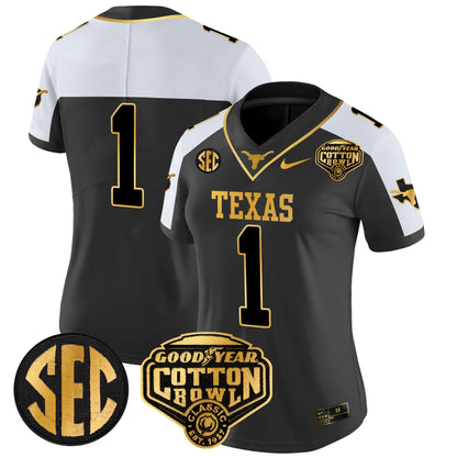 Women's TEX Cotton Bowl Patch Gold Vapor Limited Jersey - All Stitched