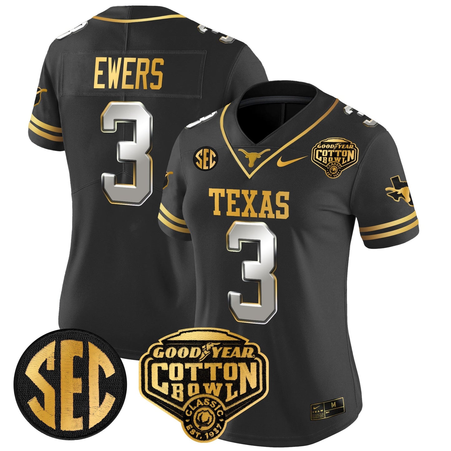 Women's TEX Cotton Bowl Patch Gold Vapor Limited Jersey - All Stitched