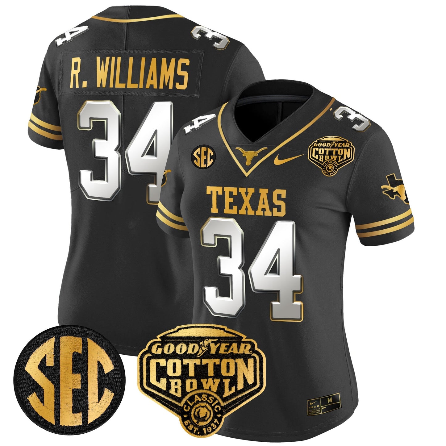 Women's TEX Cotton Bowl Patch Gold Vapor Limited Jersey - All Stitched