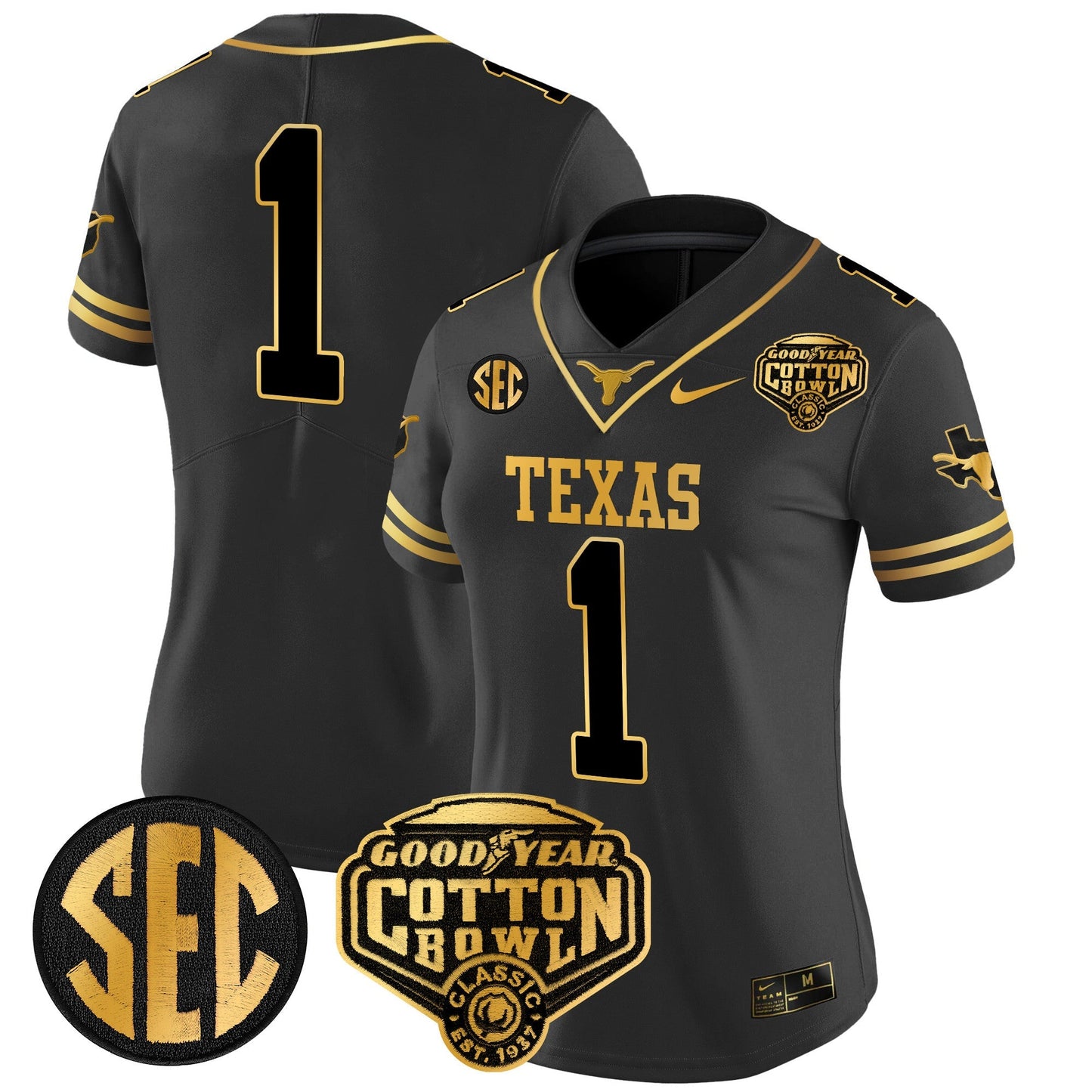 Women's TEX Cotton Bowl Patch Gold Vapor Limited Jersey - All Stitched