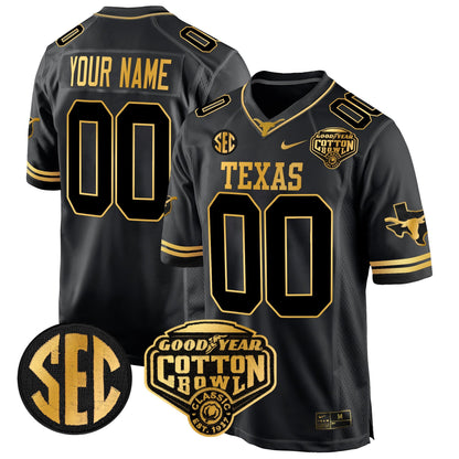 TEX Cotton Bowl Patch Gold Game Custom Jersey - All Stitched