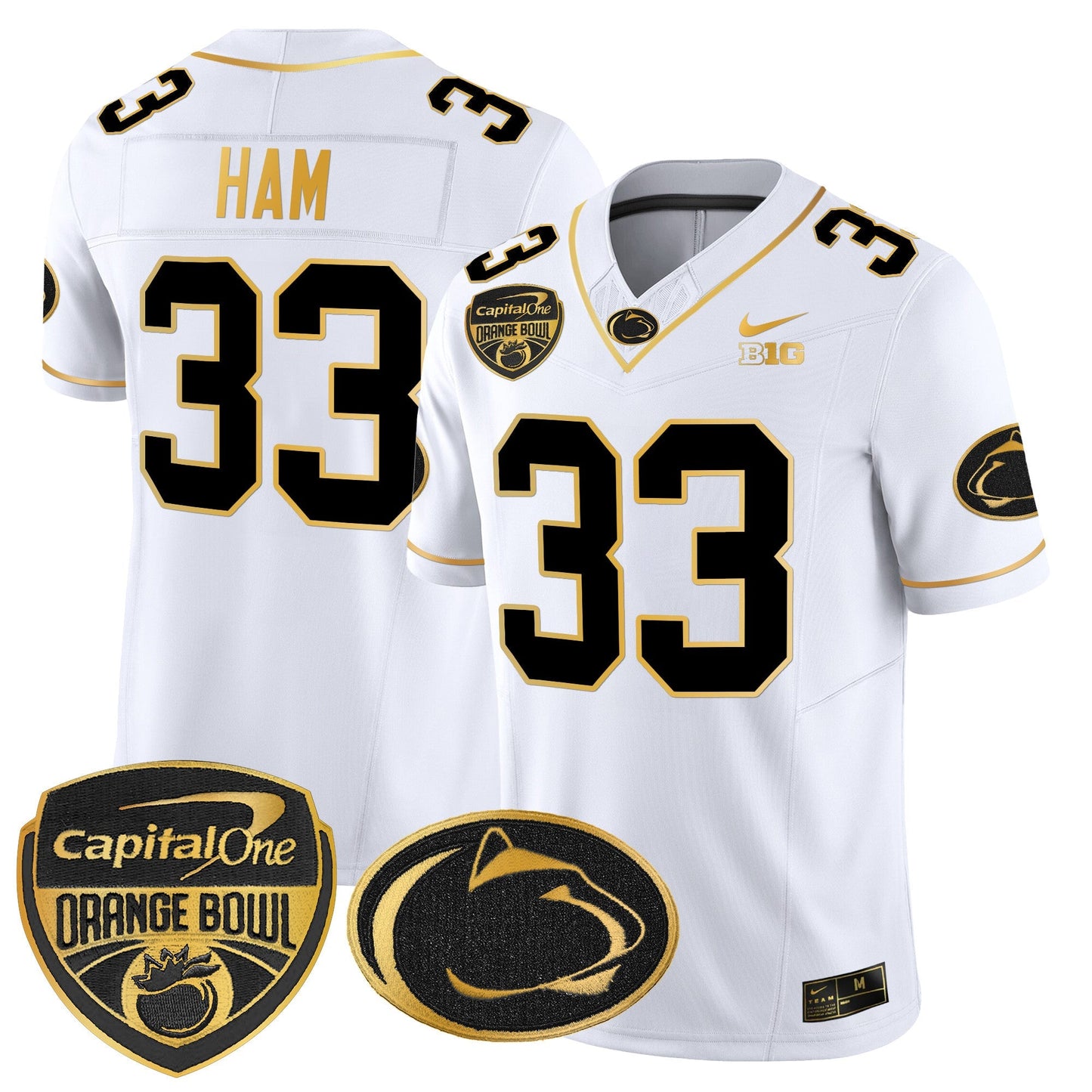 PSU Orange Bowl Patch Gold Vapor Limited Jersey V2 - All Stitched