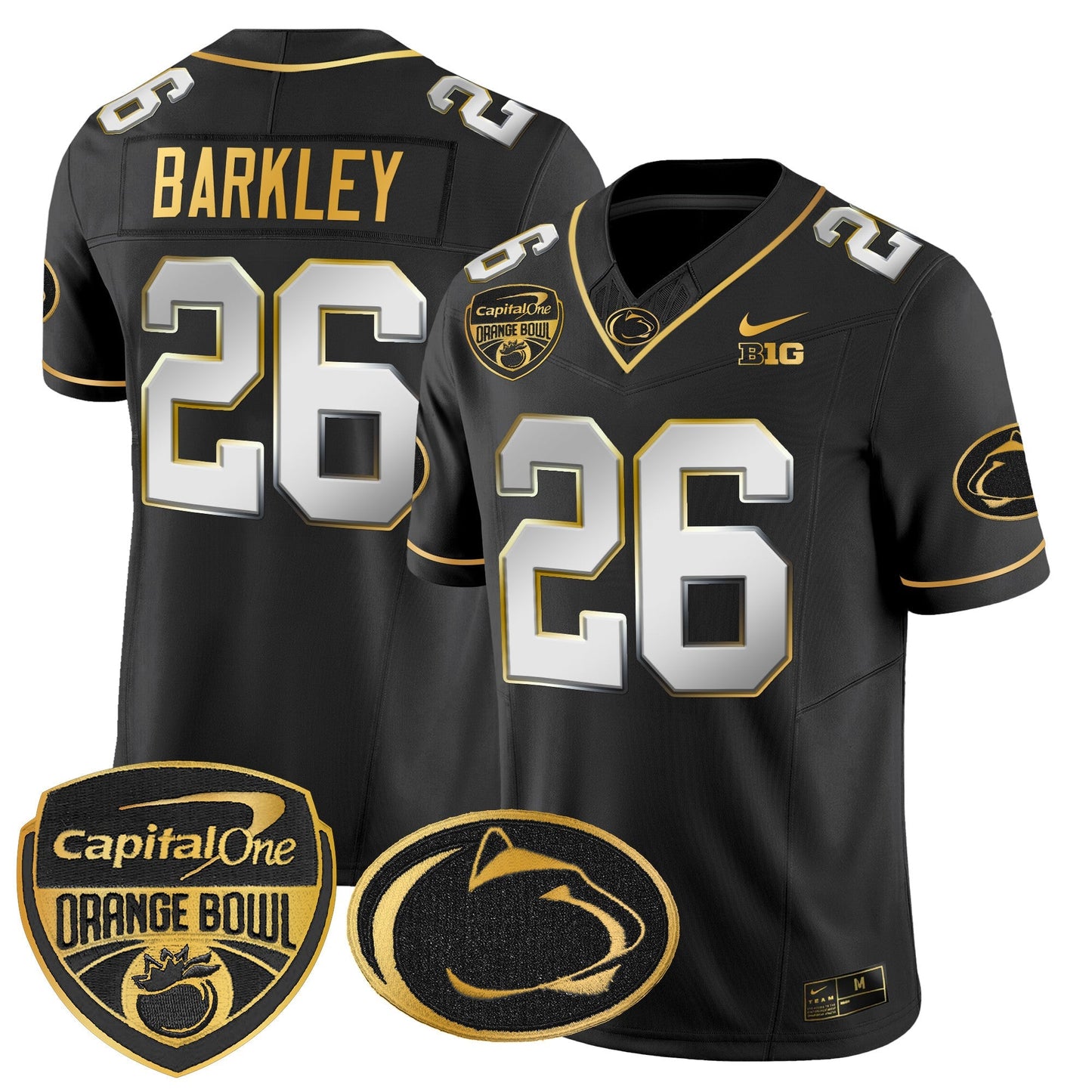 PSU Orange Bowl Patch Gold Vapor Limited Jersey V2 - All Stitched