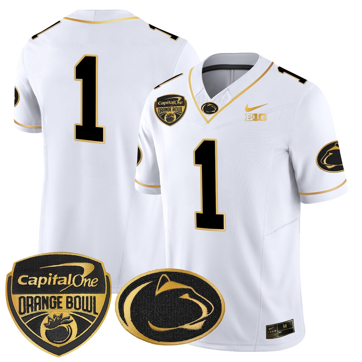 PSU Orange Bowl Patch Gold Vapor Limited Jersey V2 - All Stitched