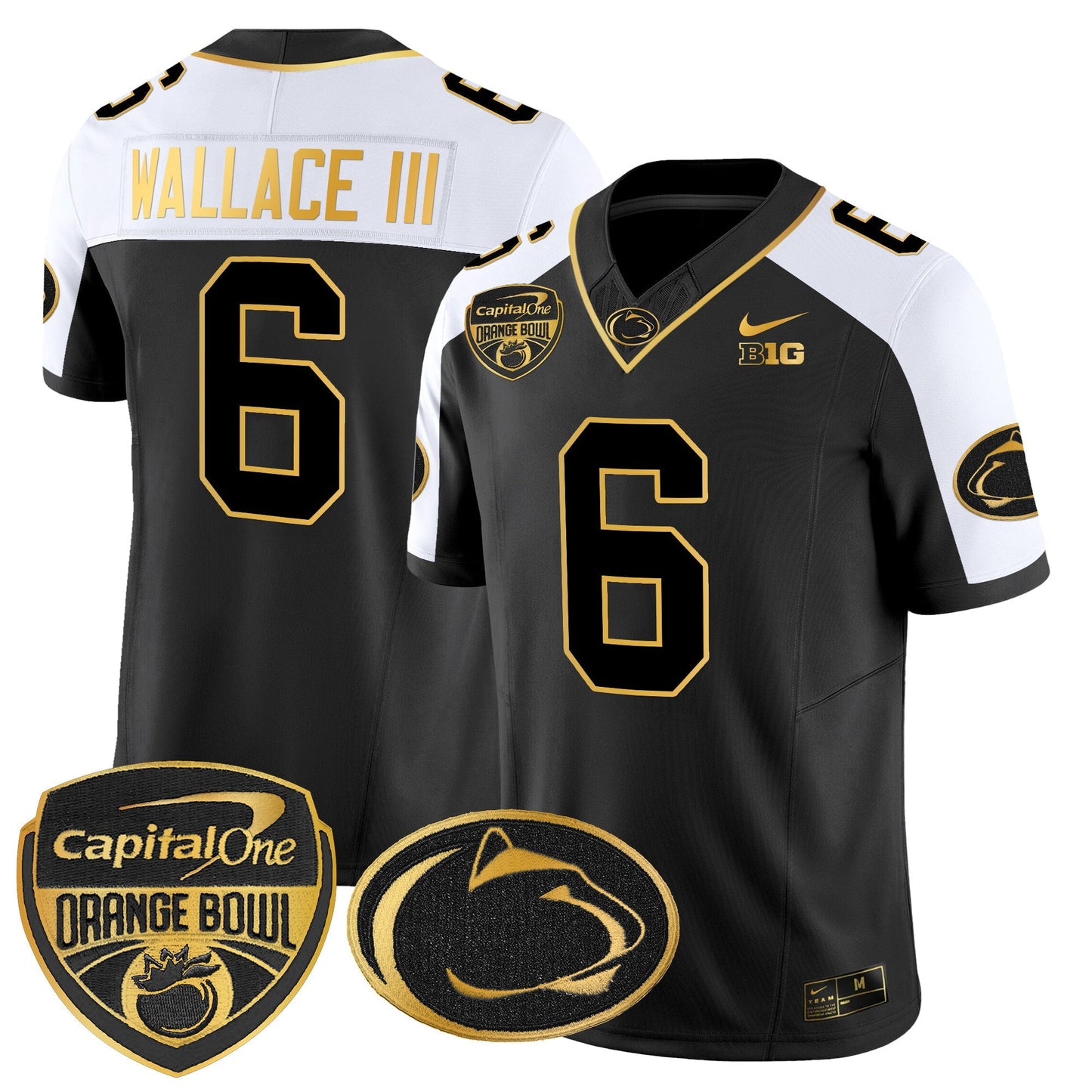 PSU Orange Bowl Patch Gold Vapor Limited Jersey V2 - All Stitched