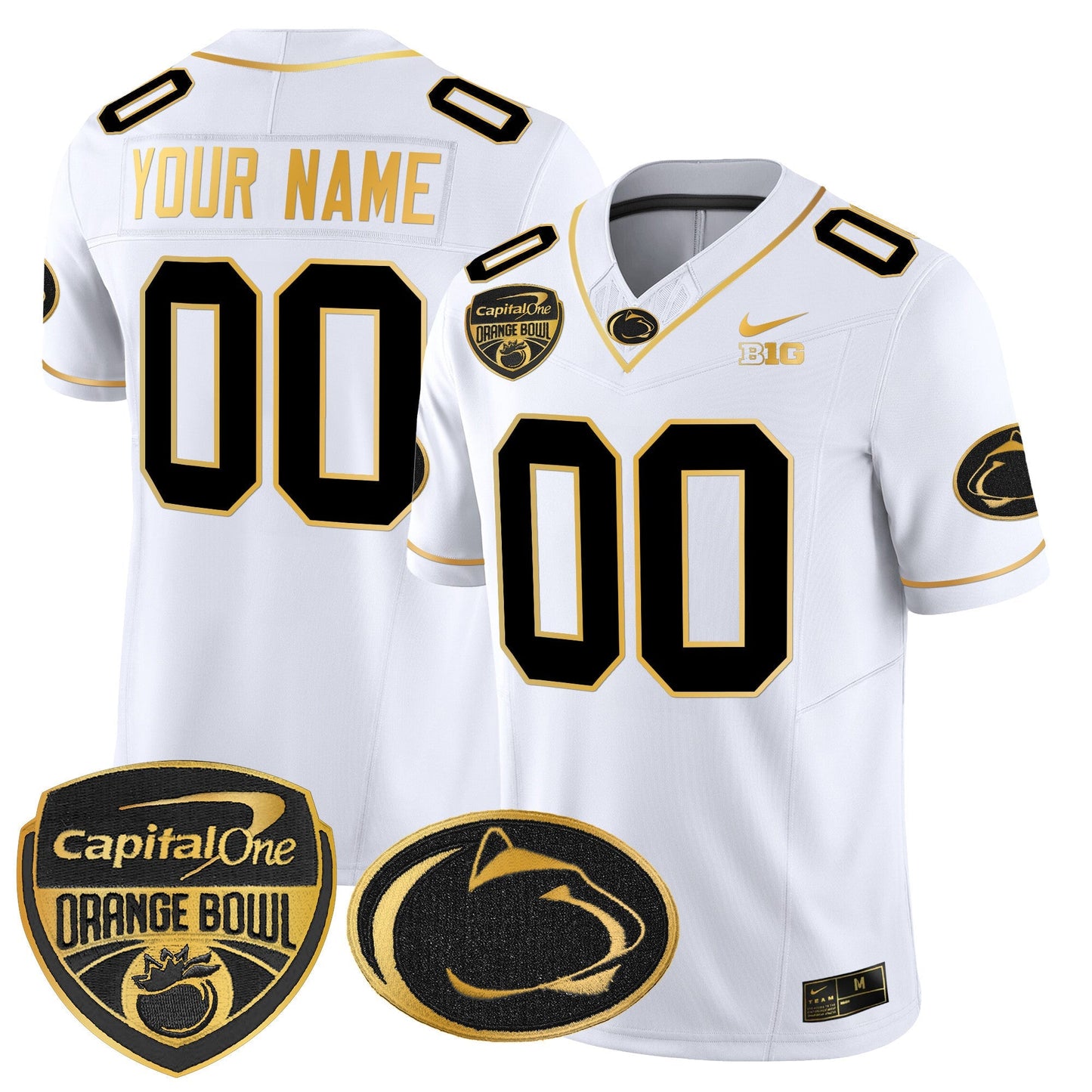 PSU Orange Bowl Patch Gold Vapor Limited Custom Jersey V2 - All Stitched
