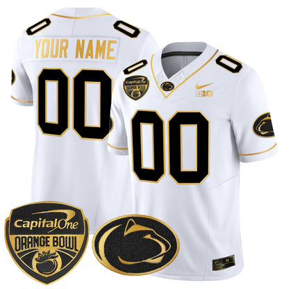 PSU Orange Bowl Patch Gold Vapor Limited Custom Jersey V2 - All Stitched