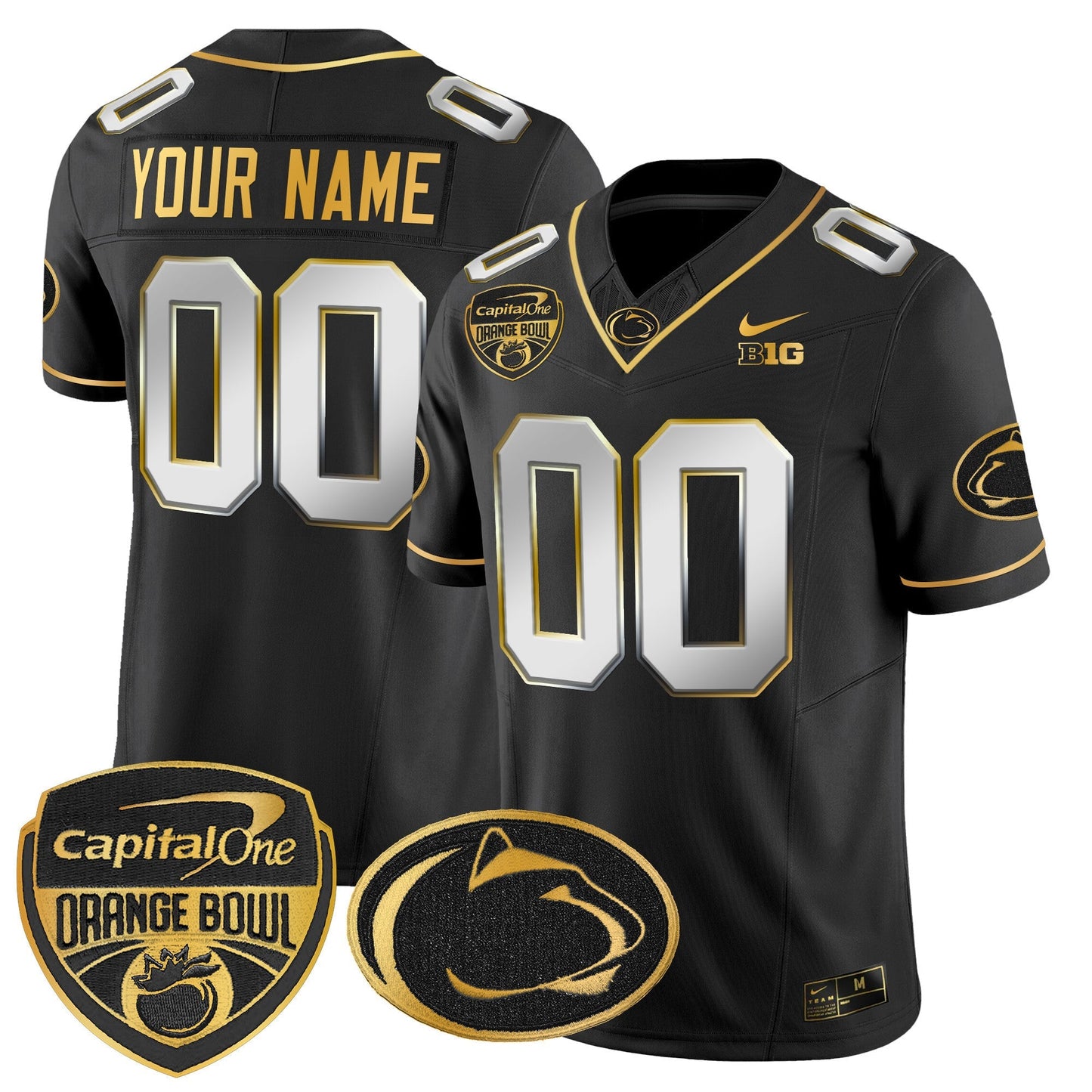 PSU Orange Bowl Patch Gold Vapor Limited Custom Jersey V2 - All Stitched
