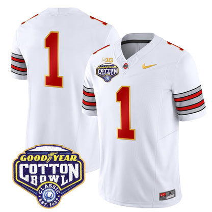 OSU 'Heritage Stripe' Cotton Bowl Patch Gold Trim Vapor Limited Jersey - All Stitched