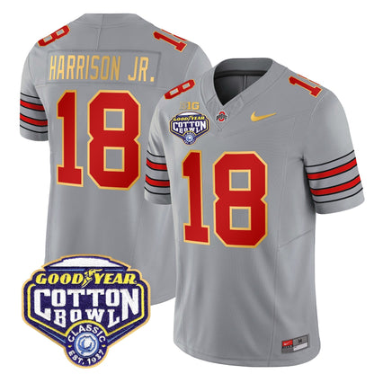 OSU 'Heritage Stripe' Cotton Bowl Patch Gold Trim Vapor Limited Jersey - All Stitched