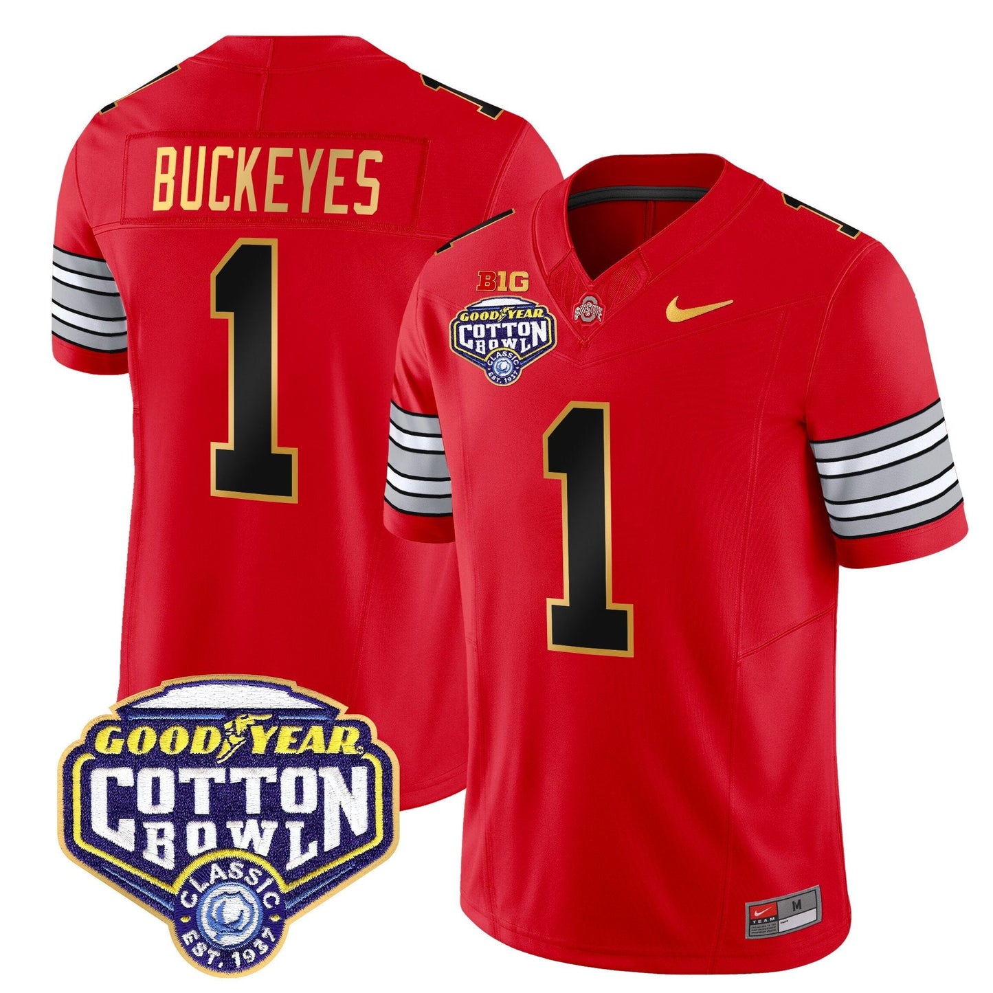 OSU 'Heritage Stripe' Cotton Bowl Patch Gold Trim Vapor Limited Jersey - All Stitched