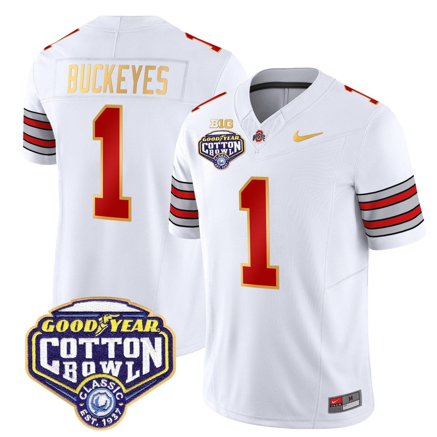OSU 'Heritage Stripe' Cotton Bowl Patch Gold Trim Vapor Limited Jersey - All Stitched
