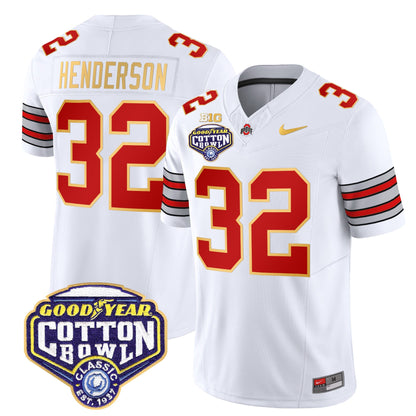 OSU 'Heritage Stripe' Cotton Bowl Patch Gold Trim Vapor Limited Jersey - All Stitched