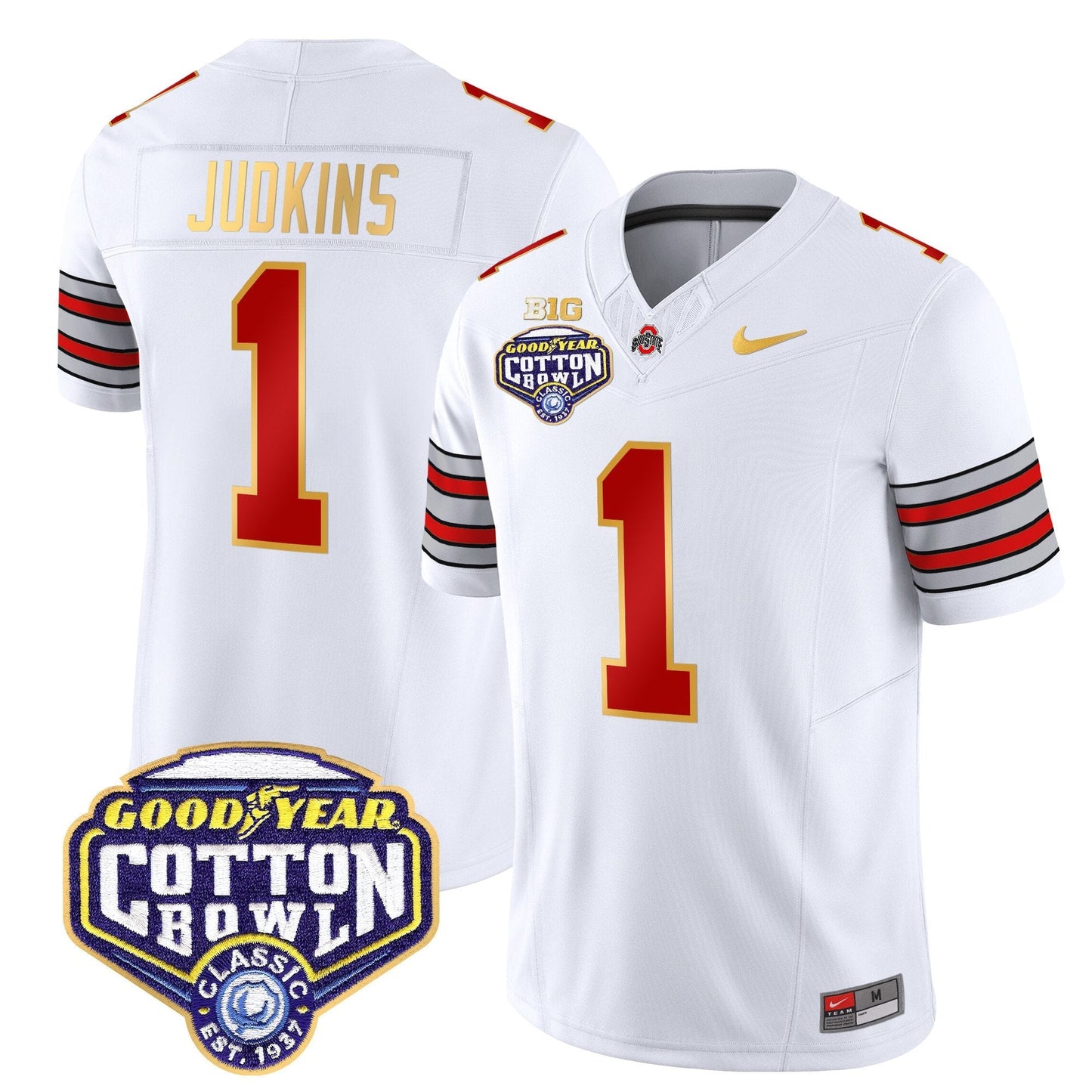 OSU 'Heritage Stripe' Cotton Bowl Patch Gold Trim Vapor Limited Jersey - All Stitched