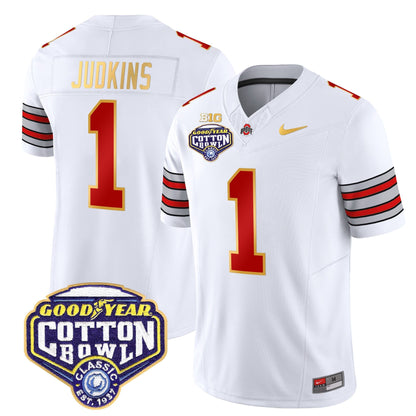 OSU 'Heritage Stripe' Cotton Bowl Patch Gold Trim Vapor Limited Jersey - All Stitched