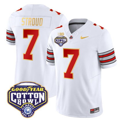 OSU 'Heritage Stripe' Cotton Bowl Patch Gold Trim Vapor Limited Jersey - All Stitched