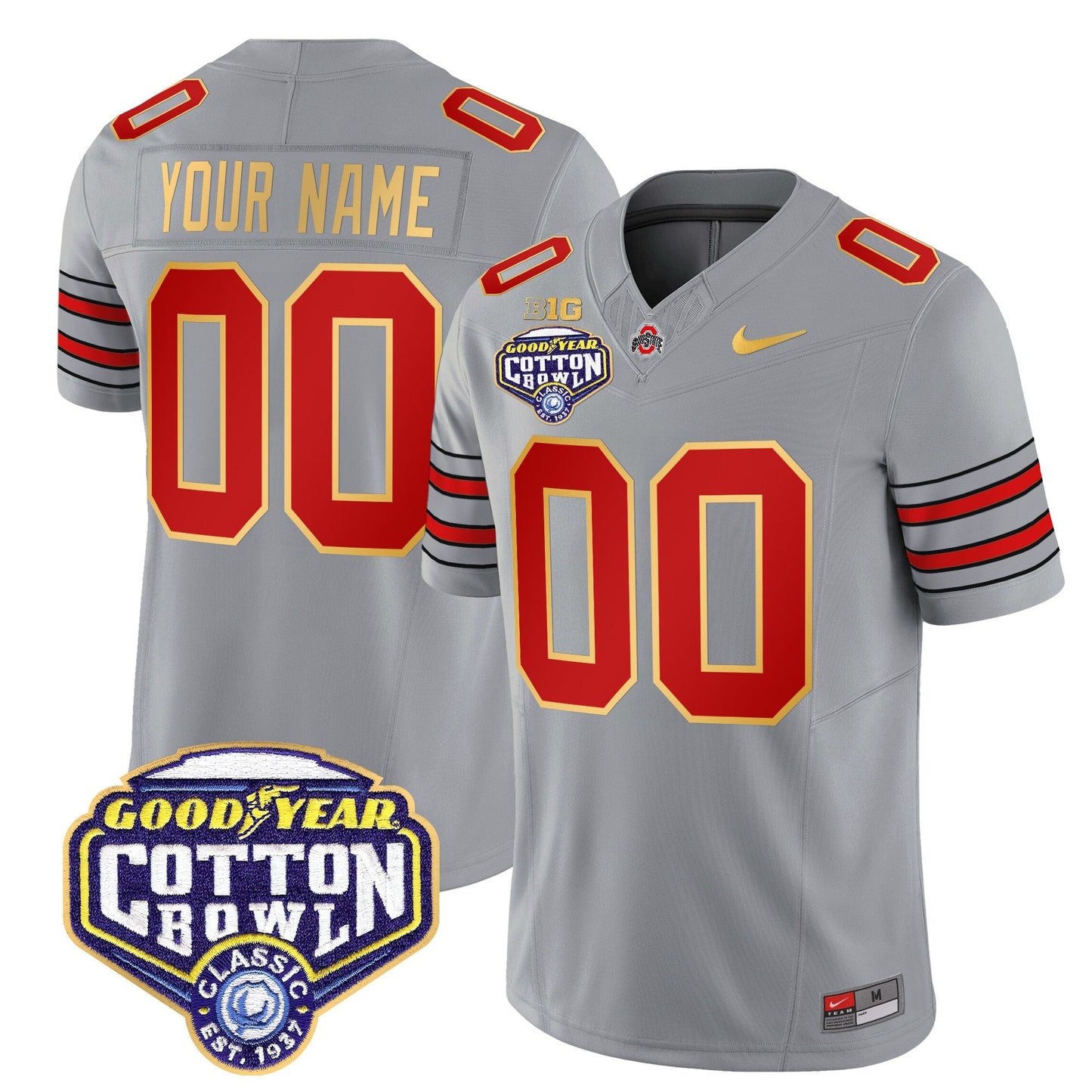 OSU 'Heritage Stripe' Cotton Bowl Patch Gold Trim Vapor Limited Custom Jersey - All Stitched