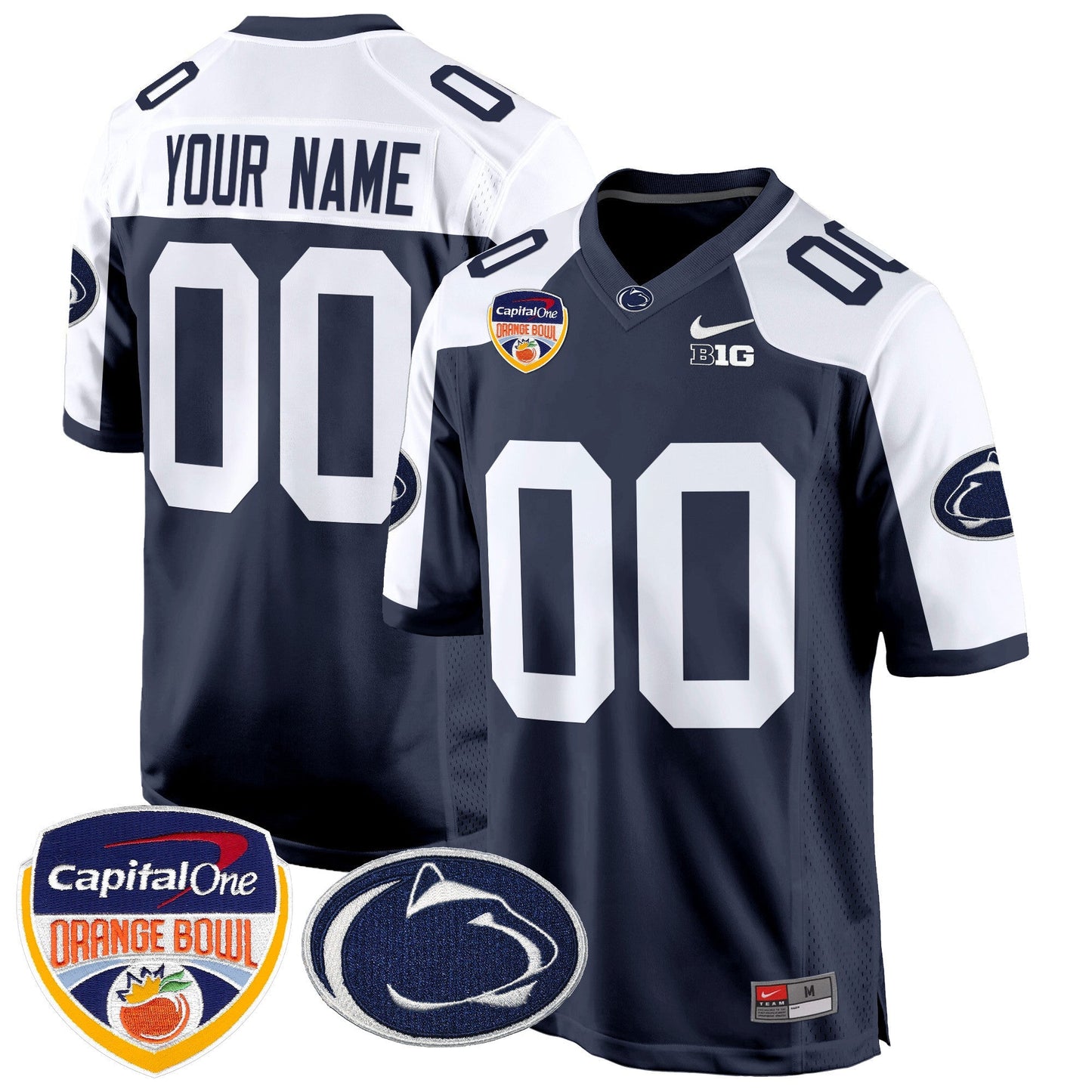PSU Orange Bowl Patch Game Custom Jersey - All Stitched