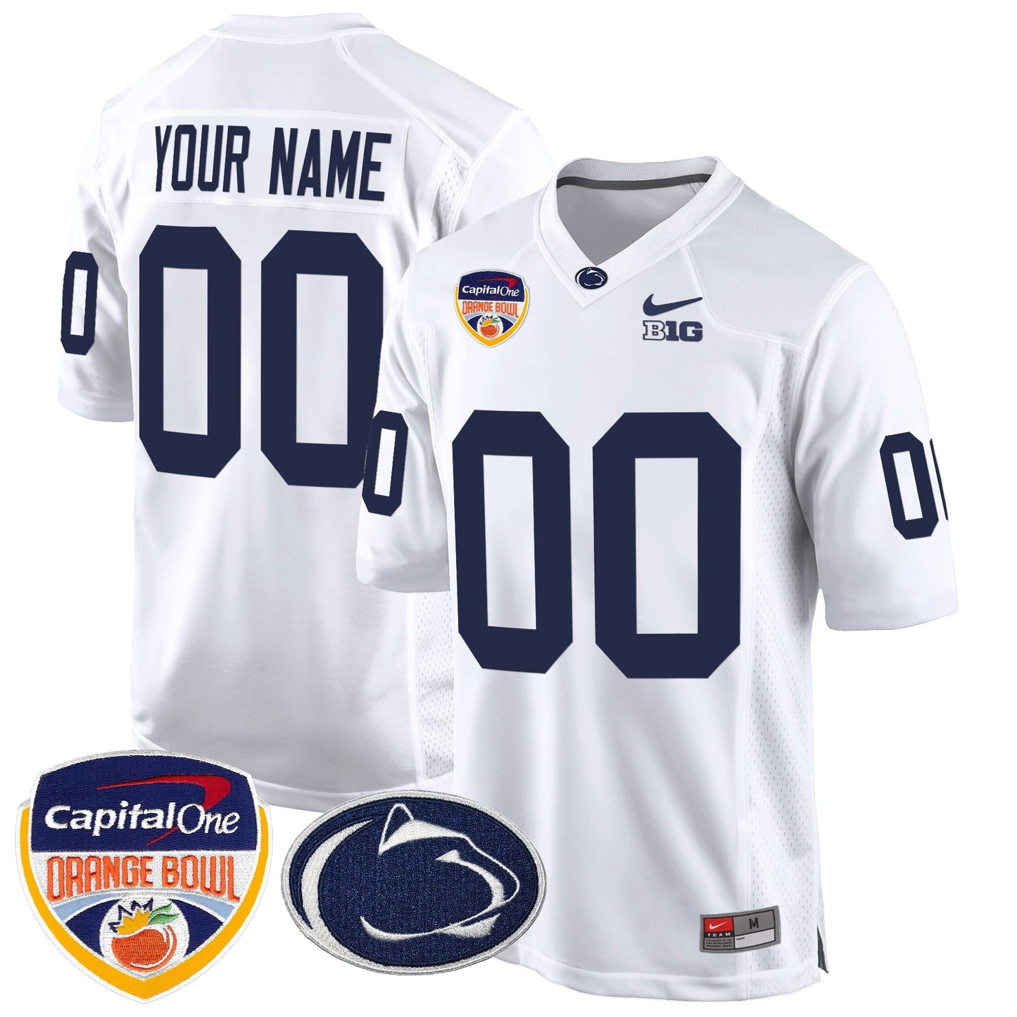 PSU Orange Bowl Patch Game Custom Jersey - All Stitched