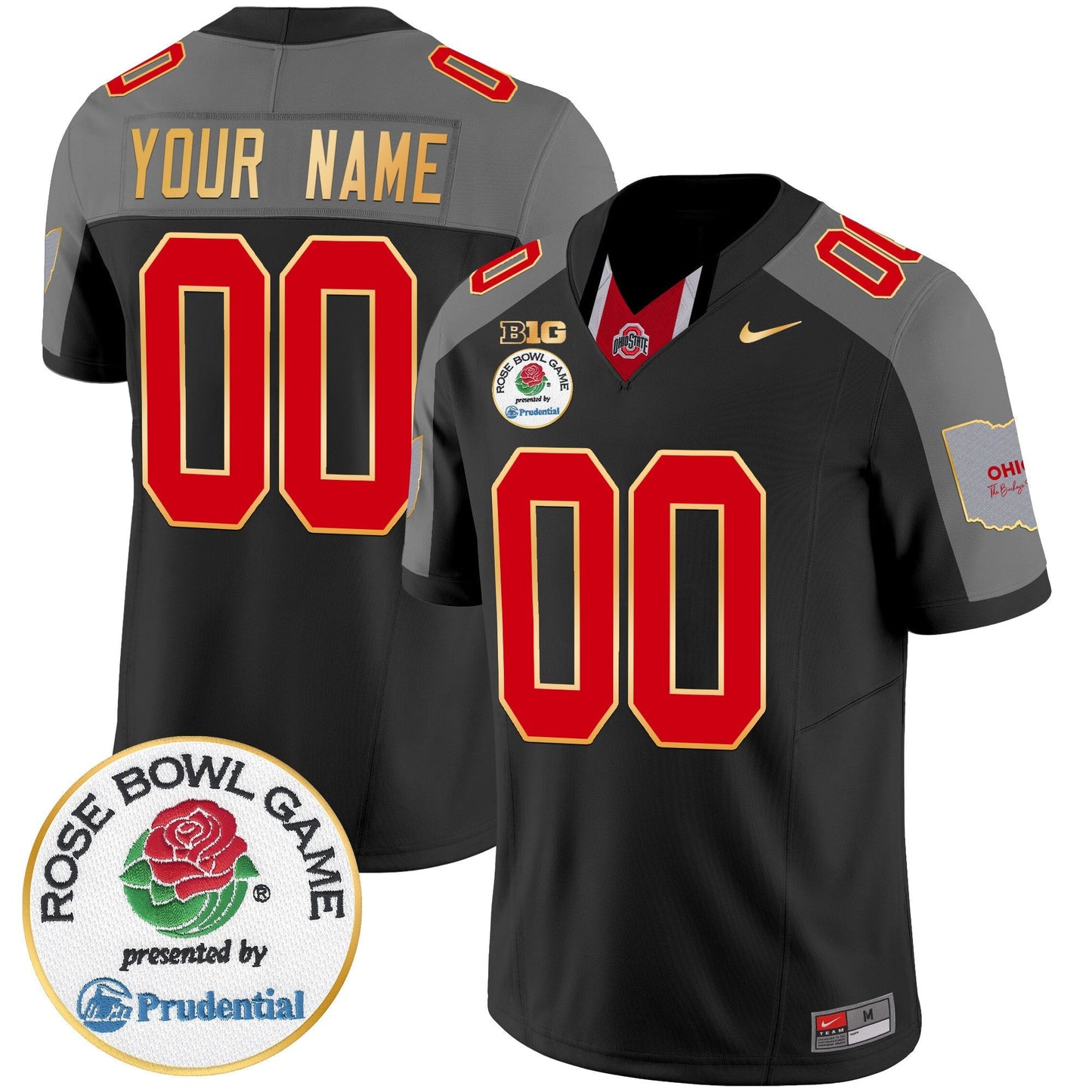 OSU Rose Bowl Gold Trim Vapor Limited Custom Jersey - All Stitched