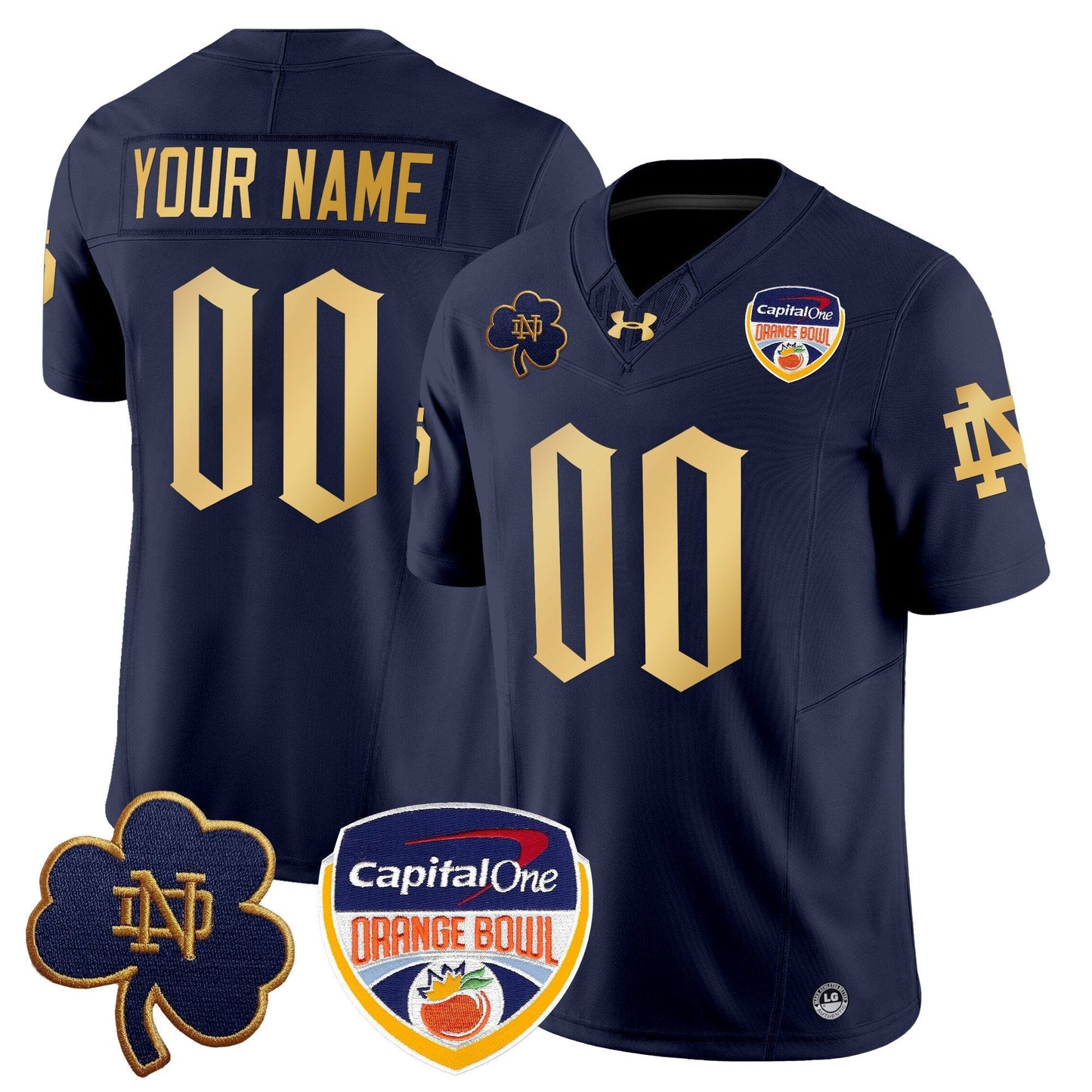 ND 2024 Orange Bowl Patch Vapor Limited Custom Jersey V2 - All Stitched
