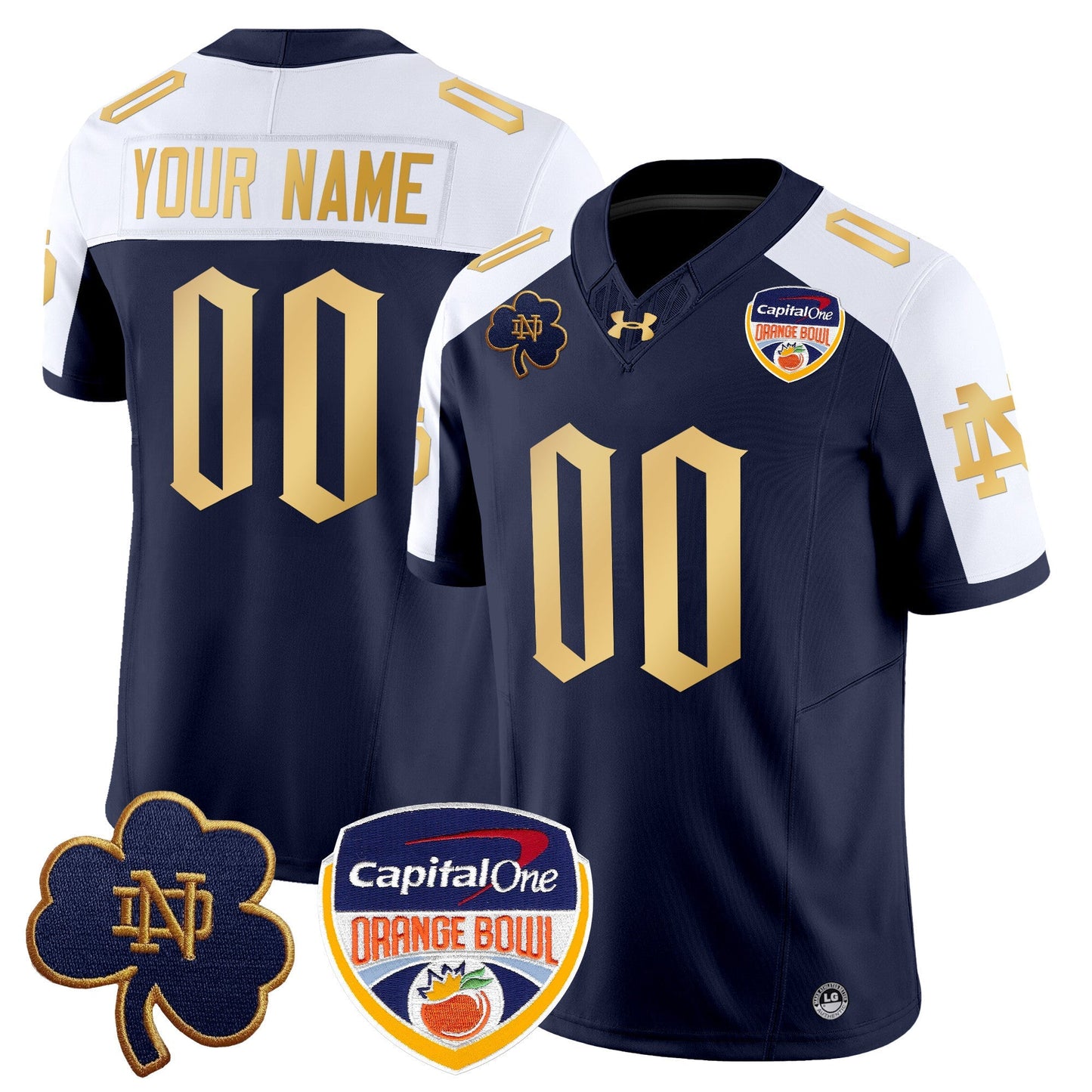 ND 2024 Orange Bowl Patch Vapor Limited Custom Jersey V2 - All Stitched