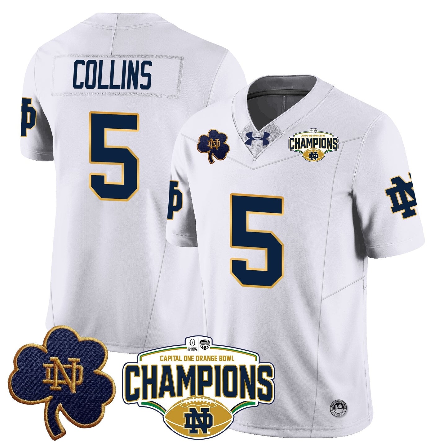 ND 2025 Orange Bowl Champions Jersey N5 - All Stitched
