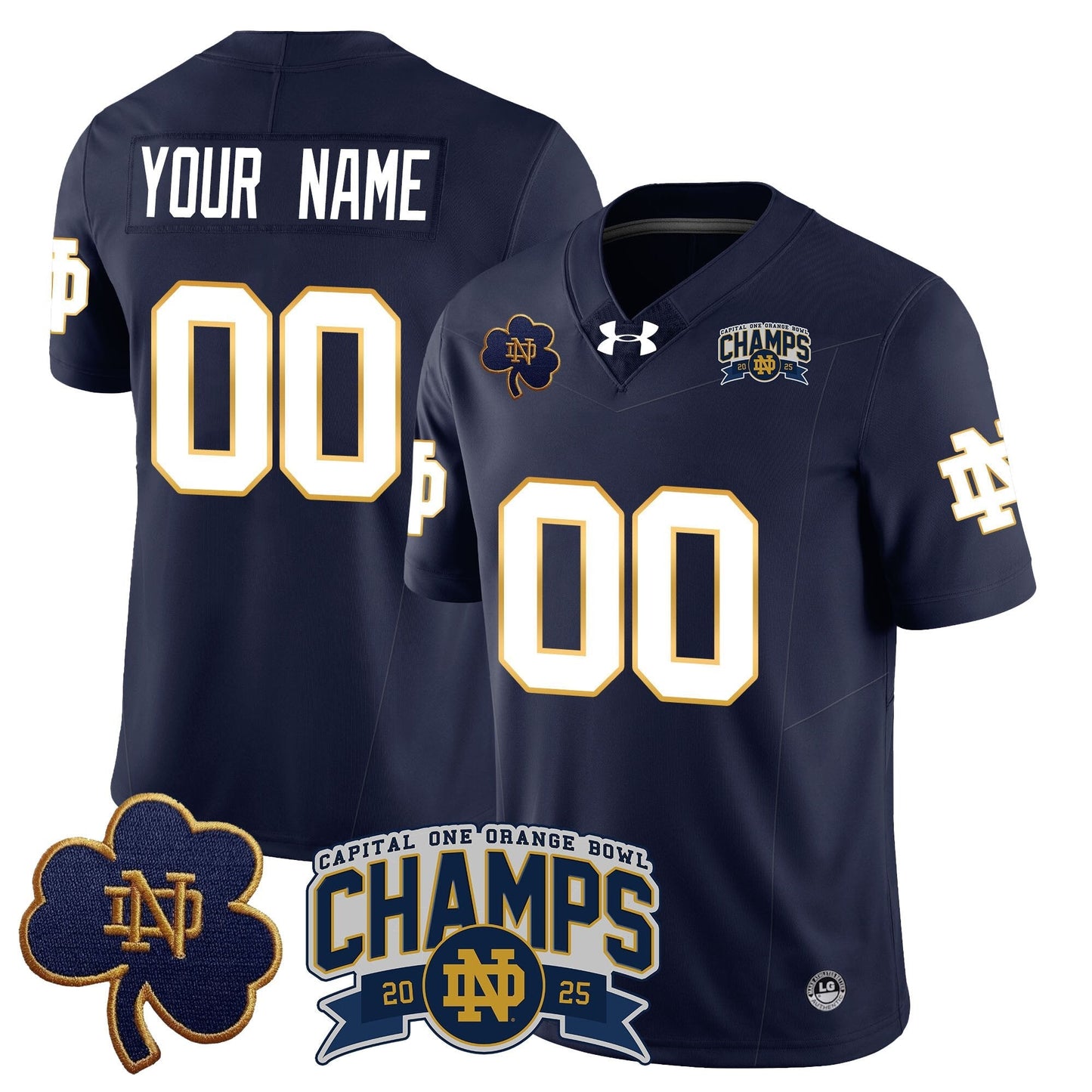 Custom ND 2025 Orange Bowl Champions Jersey N6 - All Stitched