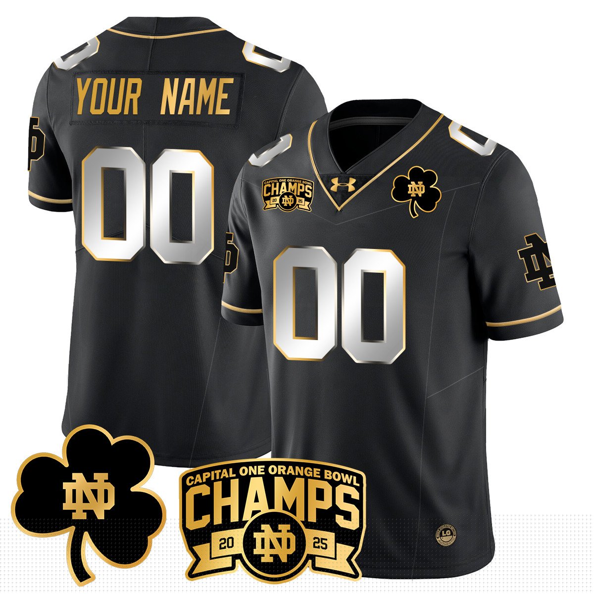 Custom ND 2025 Orange Bowl Champions Jersey N6 - All Stitched