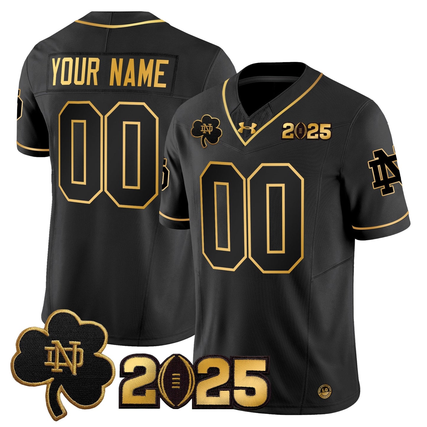 ND 2025 CFP Final Patch Gold Vapor Limited Custom Jersey - All Stitched