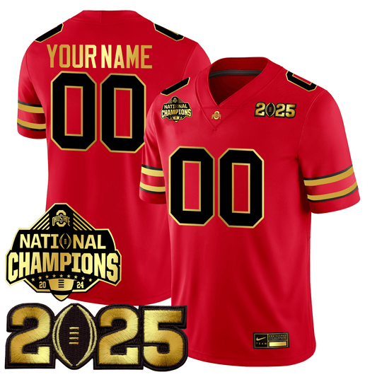 Custom Ohio State Buckeyes Gold Edition Jersey - CFP Final + National Champions Patch