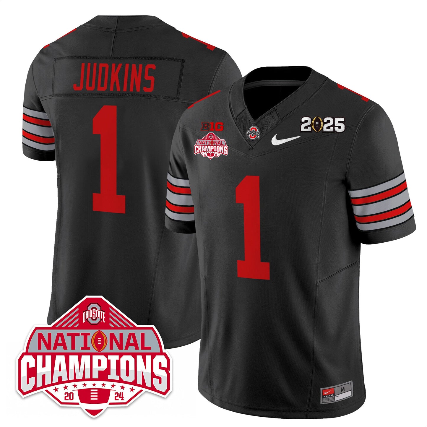 Ohio State Buckeyes 'Heritage Stripe' 2025 CFP Patch - National Champions Jersey - All Stitched
