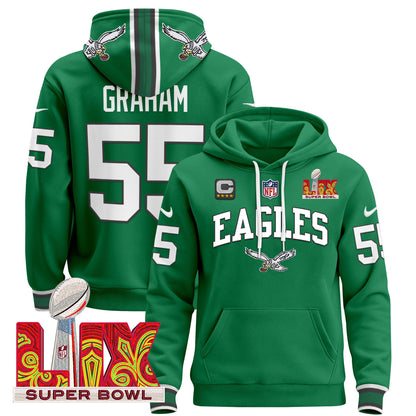 Philadelphia Eagles Super Bowl LIX Patch Pullover Hoodie - All Stitched