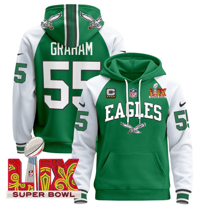 Philadelphia Eagles Super Bowl LIX Patch Pullover Hoodie - All Stitched