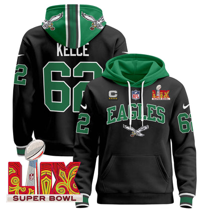 Philadelphia Eagles Super Bowl LIX Patch Pullover Hoodie - All Stitched