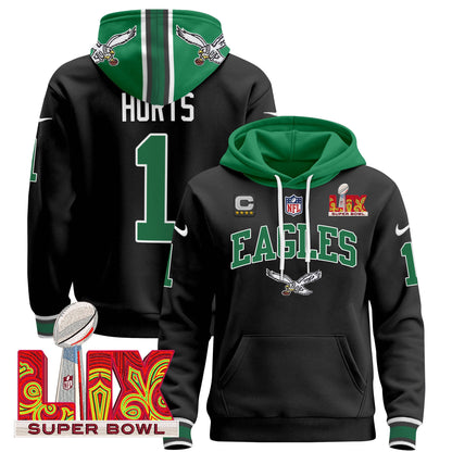 Philadelphia Eagles Super Bowl LIX Patch Pullover Hoodie - All Stitched
