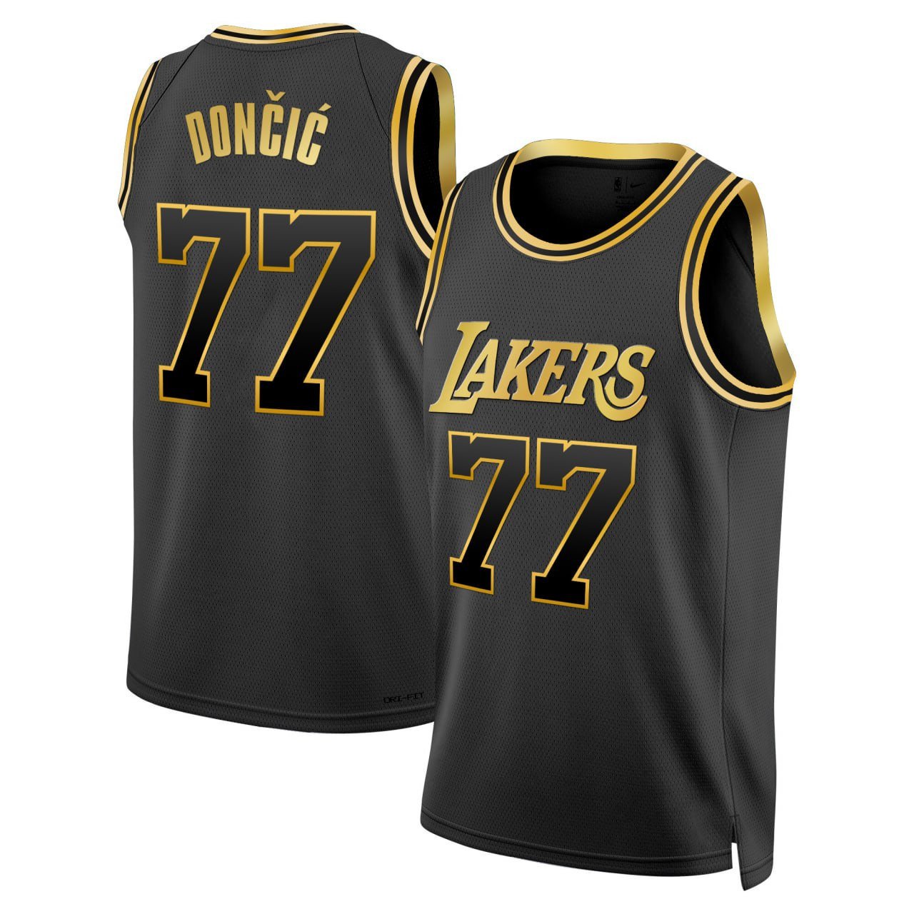 Luka Dončić LAL Black Gold Jersey - All Stitched