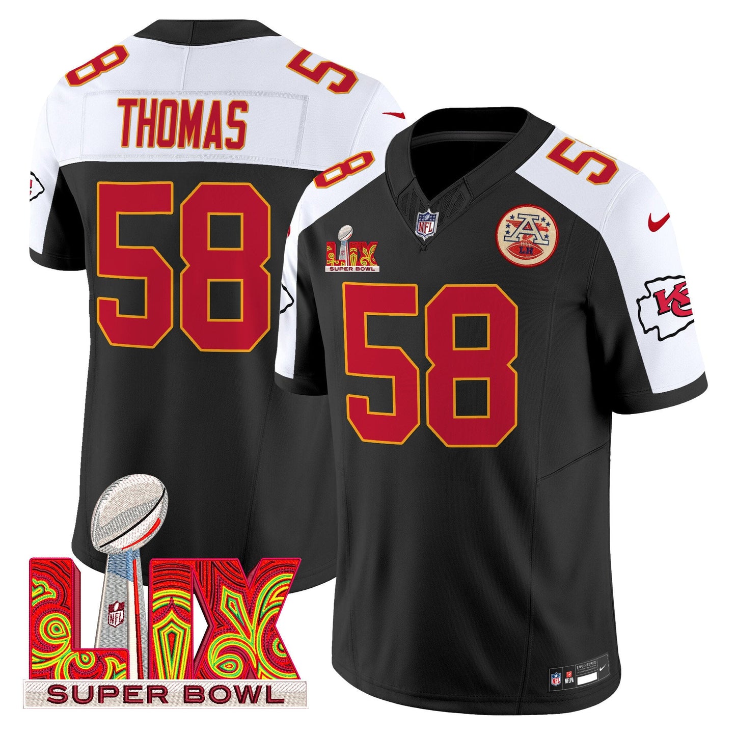 Chiefs Super Bowl LIX Patch Vapor Limited Jersey - All Stitched