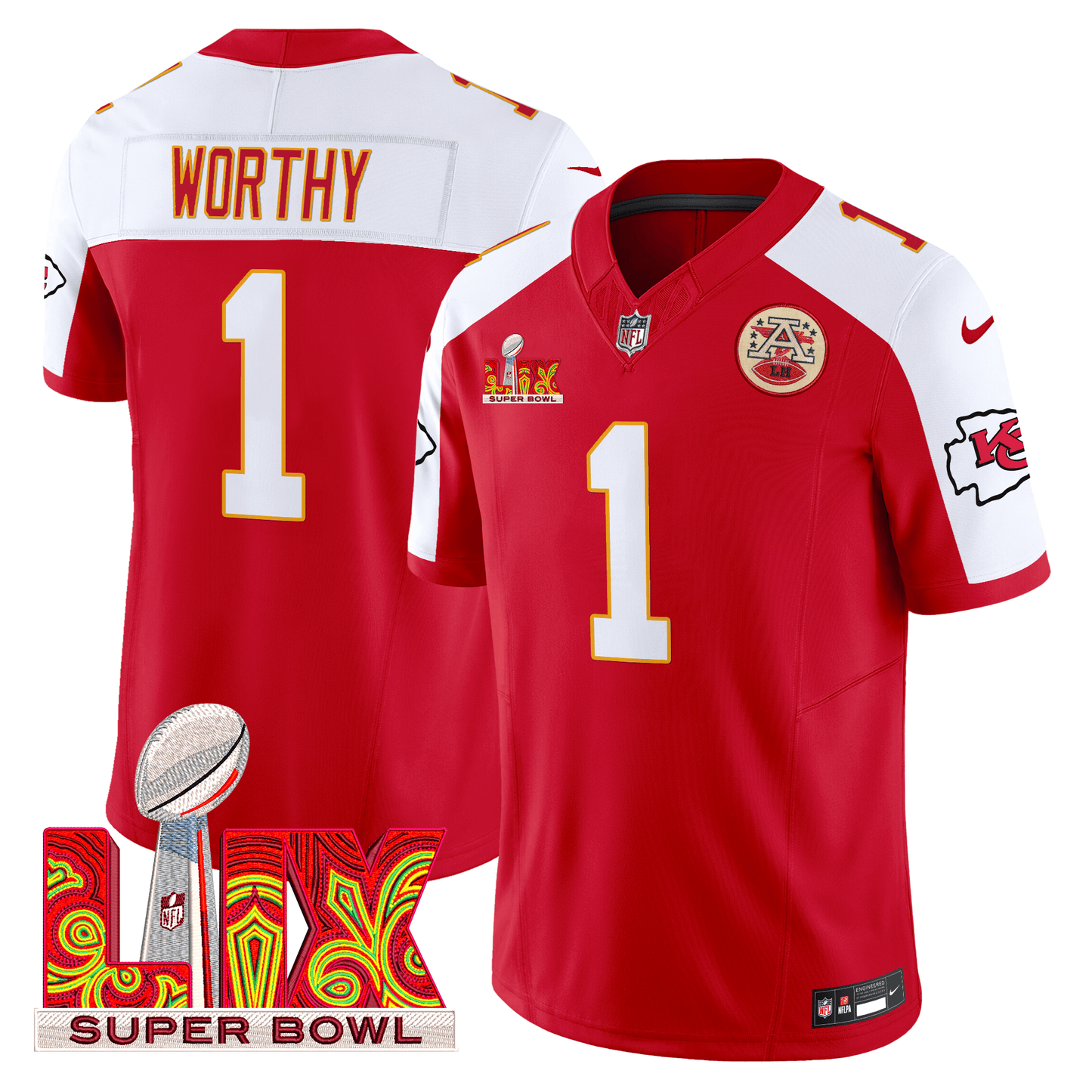Chiefs Super Bowl LIX Patch Vapor Limited Jersey - All Stitched