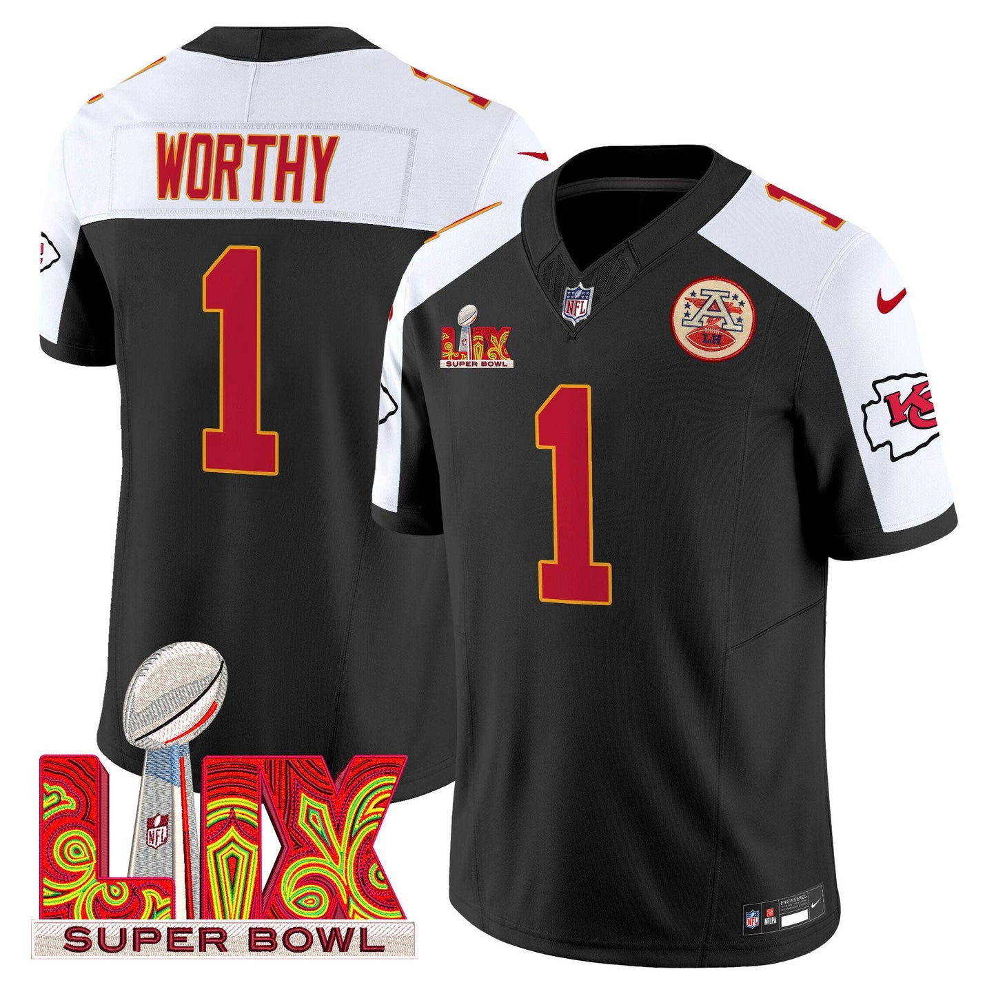 Chiefs Super Bowl LIX Patch Vapor Limited Jersey - All Stitched