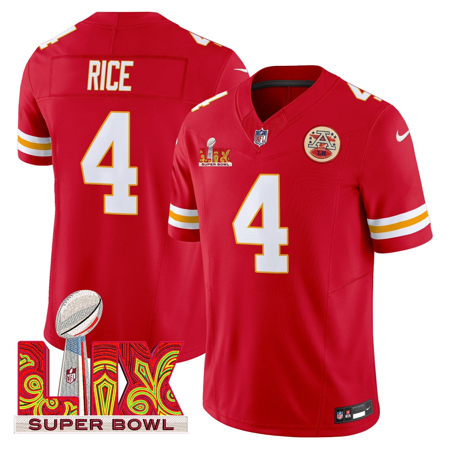 Chiefs Super Bowl LIX Patch Vapor Limited Jersey - All Stitched