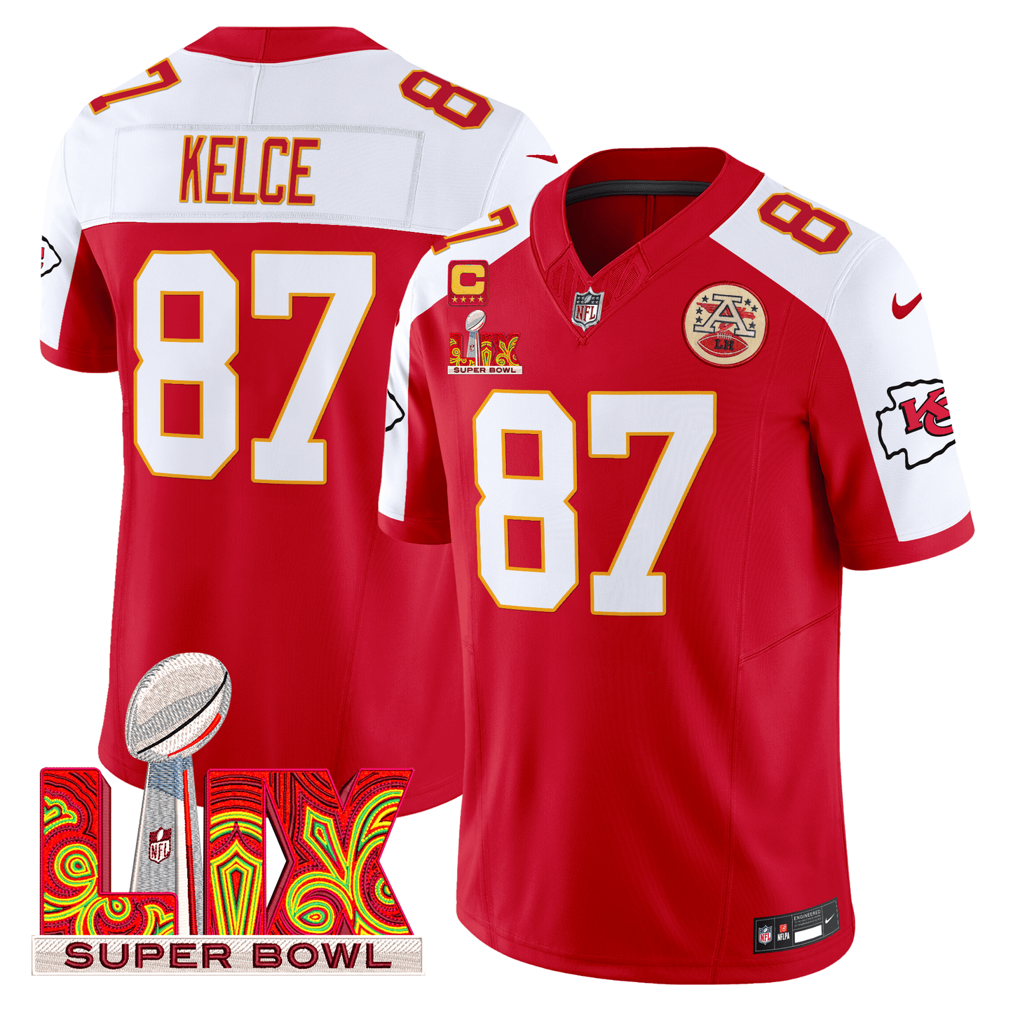 Chiefs Super Bowl LIX Patch Vapor Limited Jersey - All Stitched