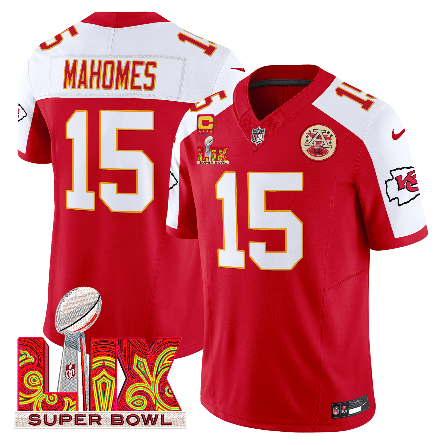 Chiefs Super Bowl LIX Patch Vapor Limited Jersey - All Stitched
