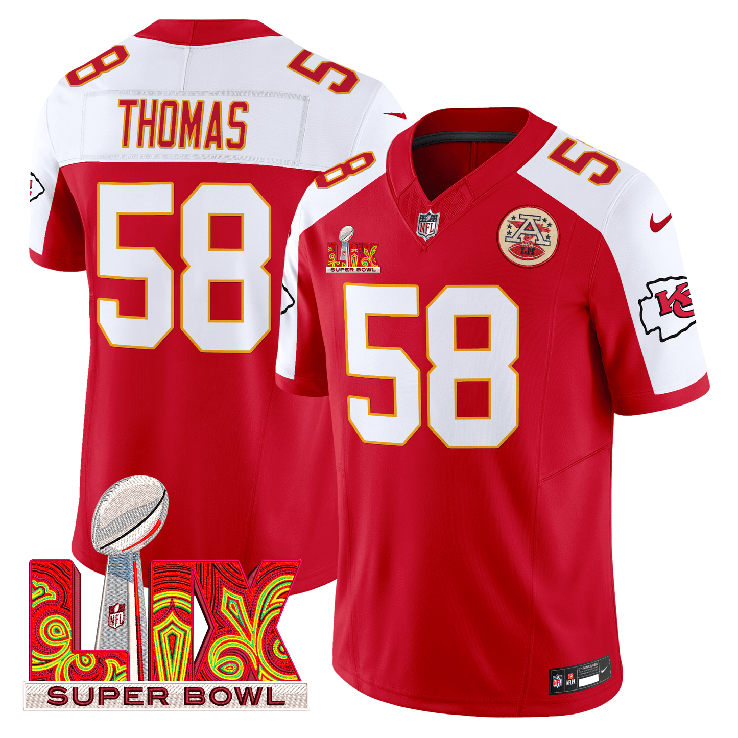 Chiefs Super Bowl LIX Patch Vapor Limited Jersey - All Stitched