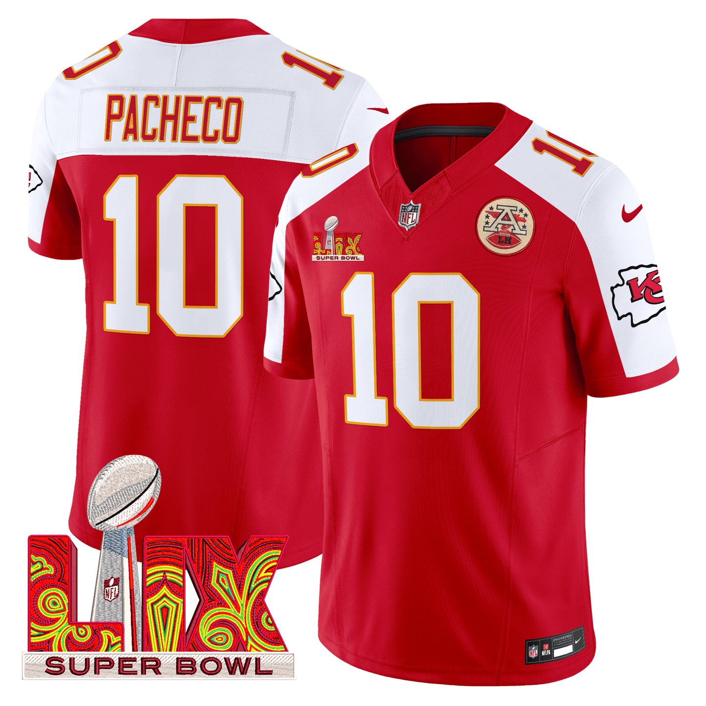 Chiefs Super Bowl LIX Patch Vapor Limited Jersey - All Stitched